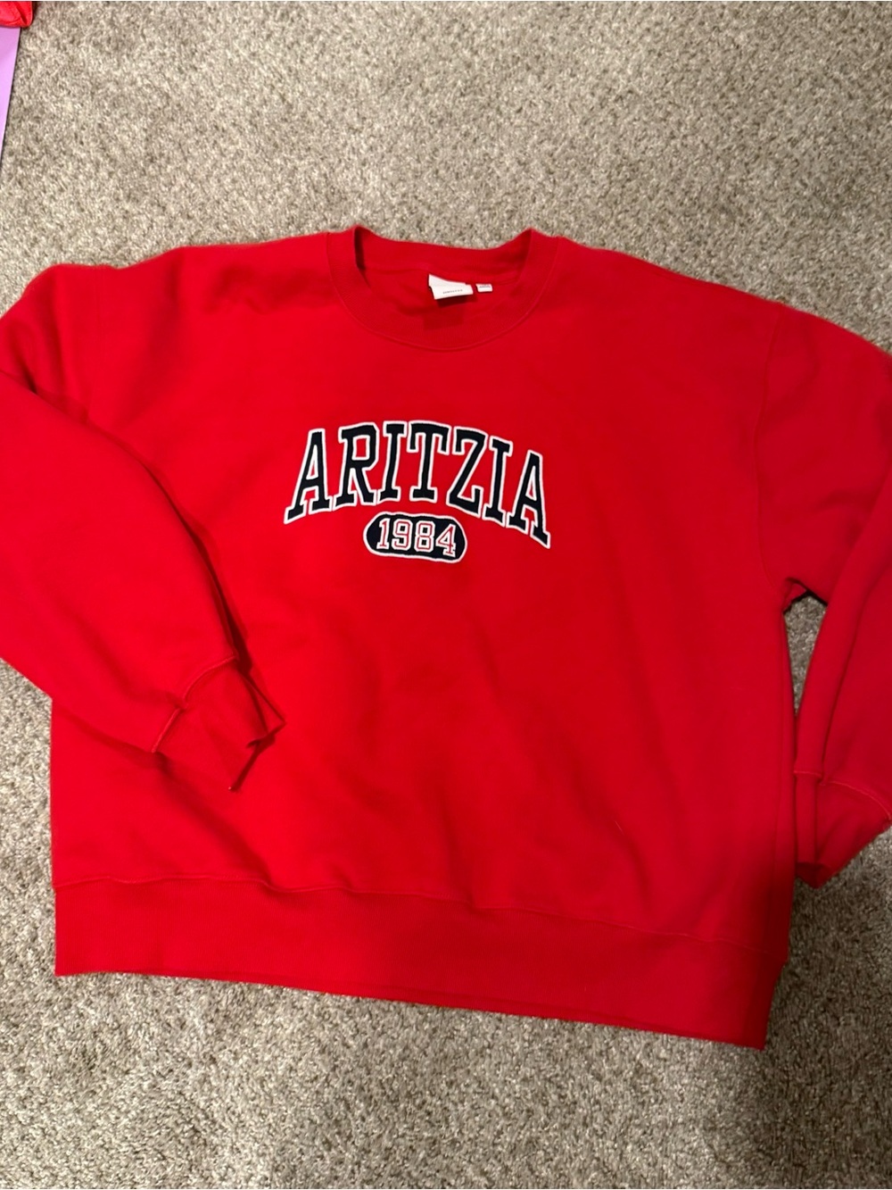 Aritzia Red Crewneck Sweater - 1984 Graphic Sweatfleece Perfect Fit